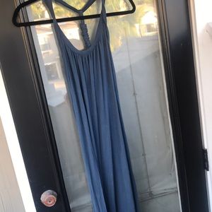 Blue maxi dress, razor back.